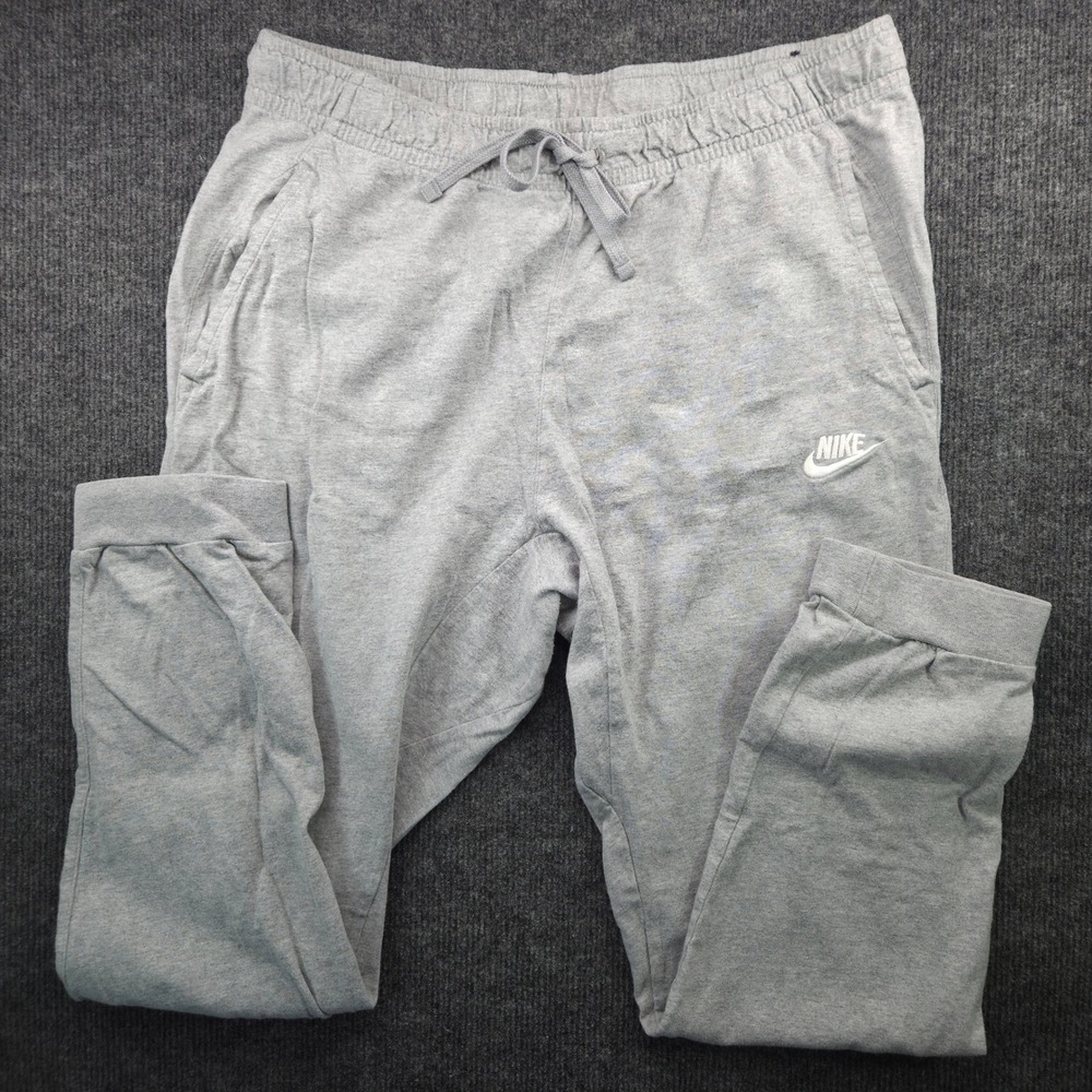 Nike Joggers Mens L Gray Cotton Blend Athletic Fit Sweatpants Embroidered Logo